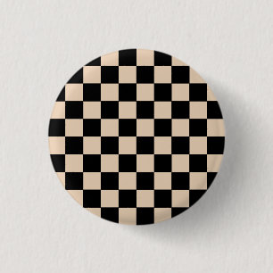 Druck im Cream & Black Karo-Muster Button
