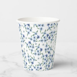 Druck im Vintage-Stil mit kleinen blauen Blumen Pappbecher