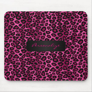 Druck in Pink und Schwarz auf Kat Leopard Mousepad