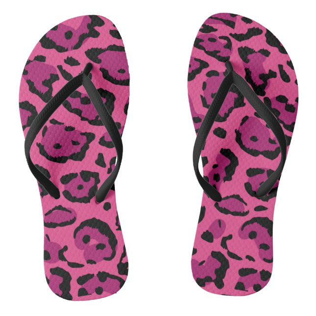 Druck in rosa Leoparden Flip Flops (Fußbett)