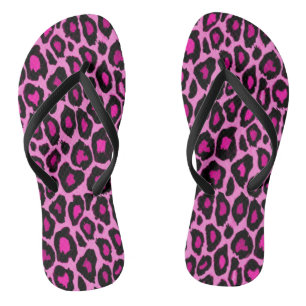 Druck in Rosa und schwarzem Leopard Flip Flops