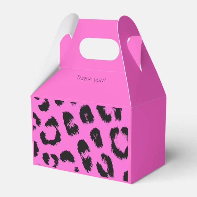 Druck in Rosa und schwarzem Leopard Geschenkschachtel (Vorderseite)