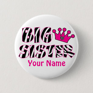 Druck-Knopf große Schwester-Prinzessin-Zebra Button