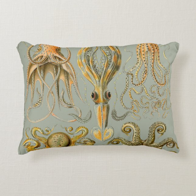 Druck-Kraken-u. Tintenfisch-Kunst Ernst Haeckel Dekokissen (Vorderseite)