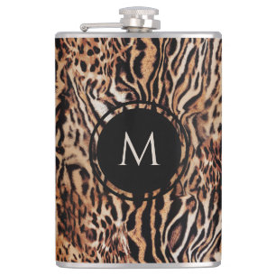 Druck mit Ihrem Monogramm Wilde Safari-Tiere Flachmann