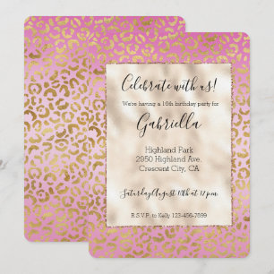 Druck mit rosa Gold-Leopard Einladung