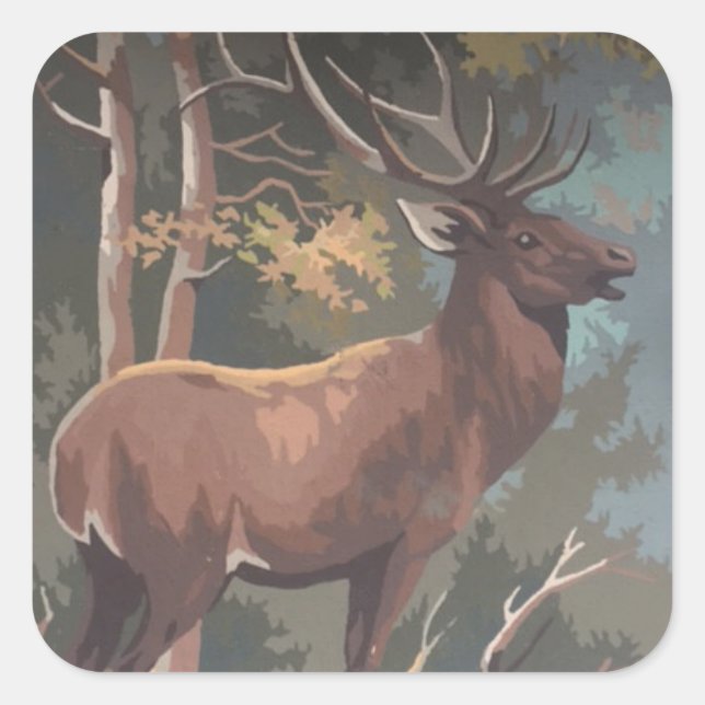Druck nach Anzahl Elch Quadratischer Aufkleber (Vorderseite)