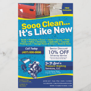 Druck Power Waschen Halbseiten Flyer Vorlage