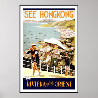 Druck Retro Vintage Bild Reise Hongkong Poster