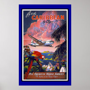 Druck Retro Vintage Bild Reise Karibik Poster
