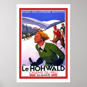 Druck Retro Vintage Bild Reise LeHohwald Ski Poster