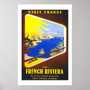 Druck Retro Vintage Bild Reise Riviera Frankreich Poster