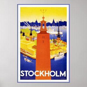 Druck Retro Vintage Bild Reise Stockholm Poster