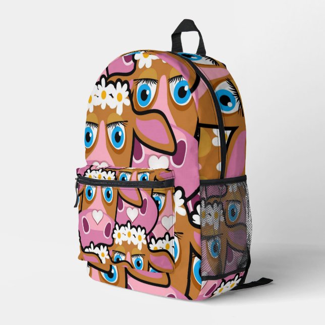 Druck Schneiden Nähbeutel Floral Kuh Rosa Bedruckter Rucksack (Rückseitige Ecke Rechts)