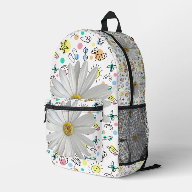 Druck Schneiden Nähtasche florale weiße Daisy Bedruckter Rucksack (Rückseitige Ecke Rechts)