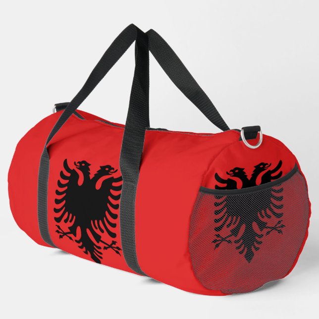 Druck Schneiden Nähtasche mit Flagge Albaniens Duffle Bag (Rechte Ecke)