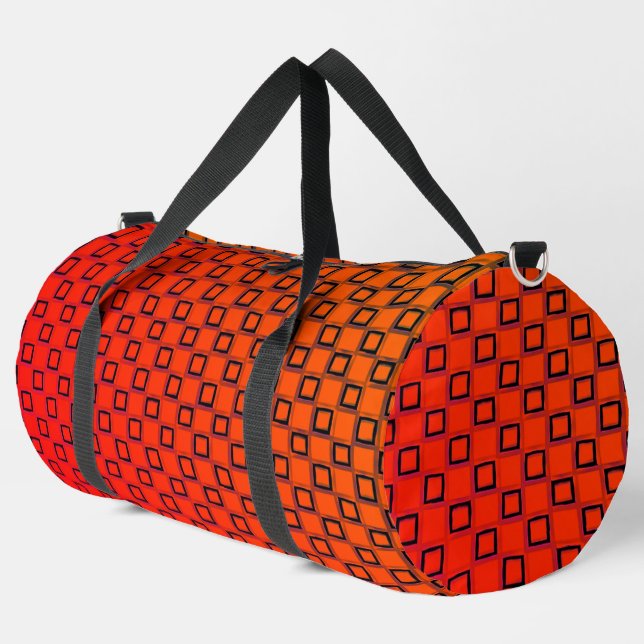 Druck Schneiden Nähtasche Orange Schwarz, modernes Duffle Bag (Linke Ecke)