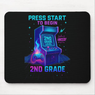 Drück Start 2. Klasse Gamer Kinder Level Up Spaß Mousepad