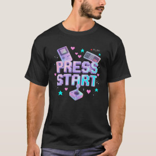Drück Start Y2K Retro-Gaming-Arcade Chrome 90er Sp T-Shirt