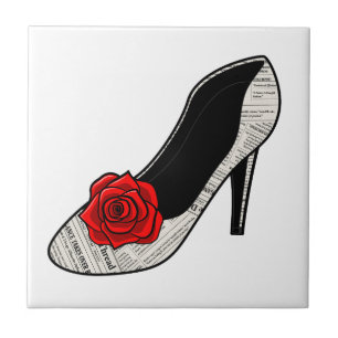 Druck und Blütenblatt High Heel Fliese