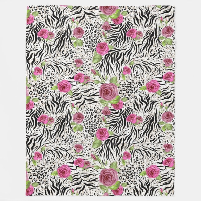 Druck und Rose der Tierhaut Fleecedecke (Vorderseite)