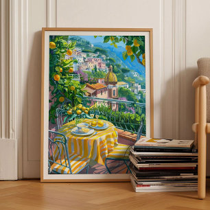 Druck von Amalfi-Küste Illustration Amalfi Poster