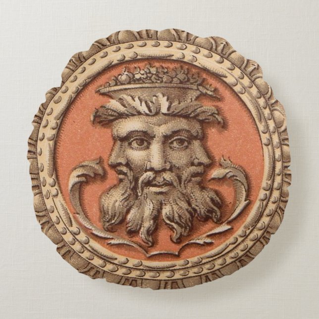 Druck von drei Gesichtern Rundes Kissen (Vorderseite)