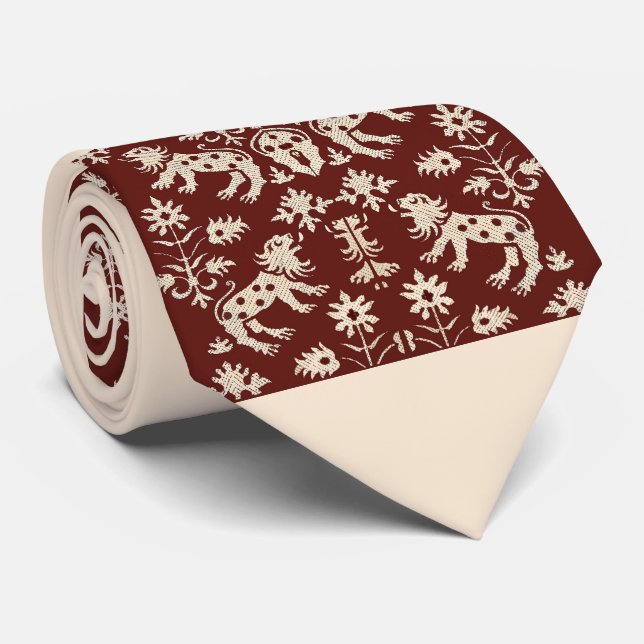 Druck von gefleckten Löwen der 1200er Jahre Krawatte (Gerollt)