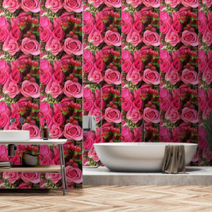 Druck von rosa Rosenbildern als Wanddekoration Tapete
