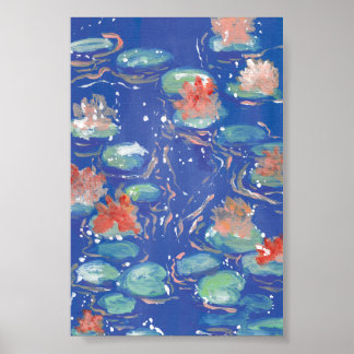 Druck von Wasserlilien, Werteplakat (Matte) Poster