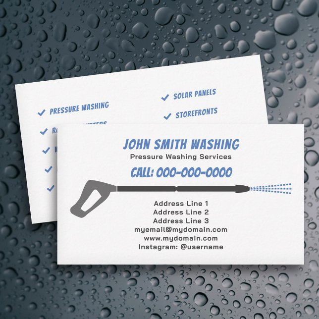 Druck Waschen und Power Wash Reinigung Visitenkarte (Pressure Washing Business Card)