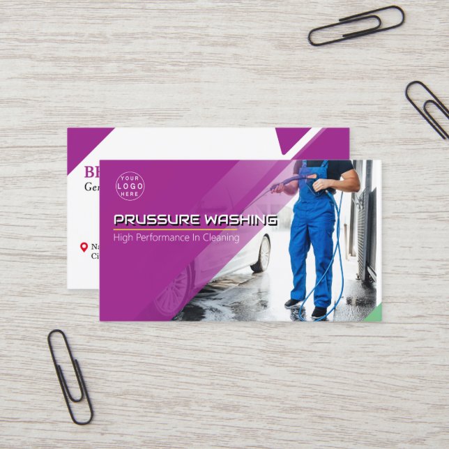 Druck Waschmaschine Power Waschhaus Reinigung Visitenkarte (Vorderseite/Rückseite Beispiel)