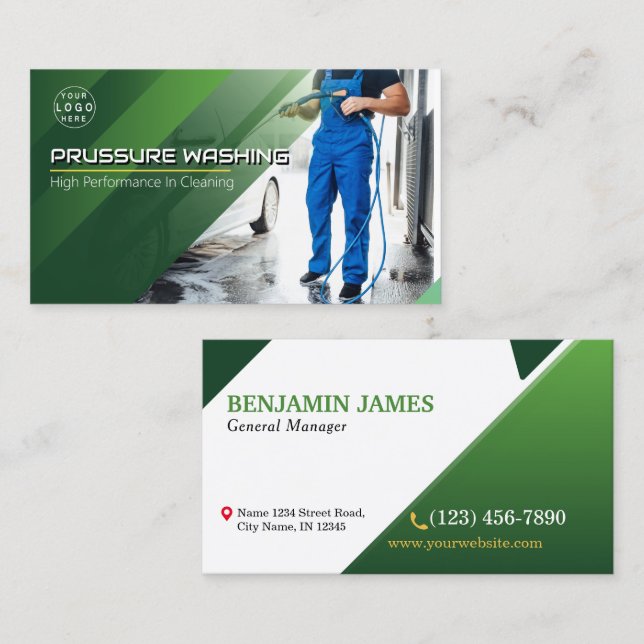 Druck Waschmaschine Power Waschhaus Reinigung Visitenkarte (Vorne/Hinten)