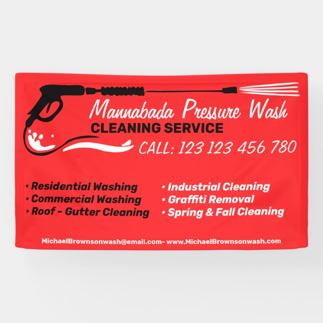 Druck Waschroter Power Reinigungs-Shop Banner (Horizontal)