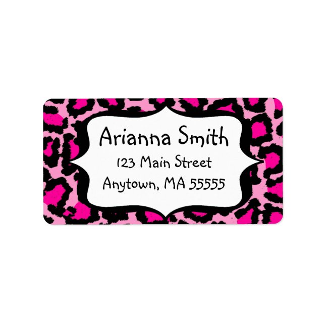 Druckadressen-Labels aus Hot-Pink-Leopard Adressaufkleber (Vorne)