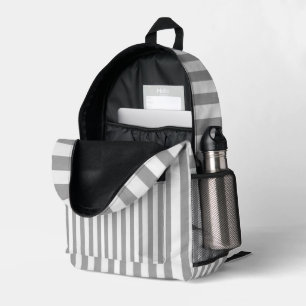 Druckausschnitt Nähtasche Grau/Weiß Streifen Bedruckter Rucksack