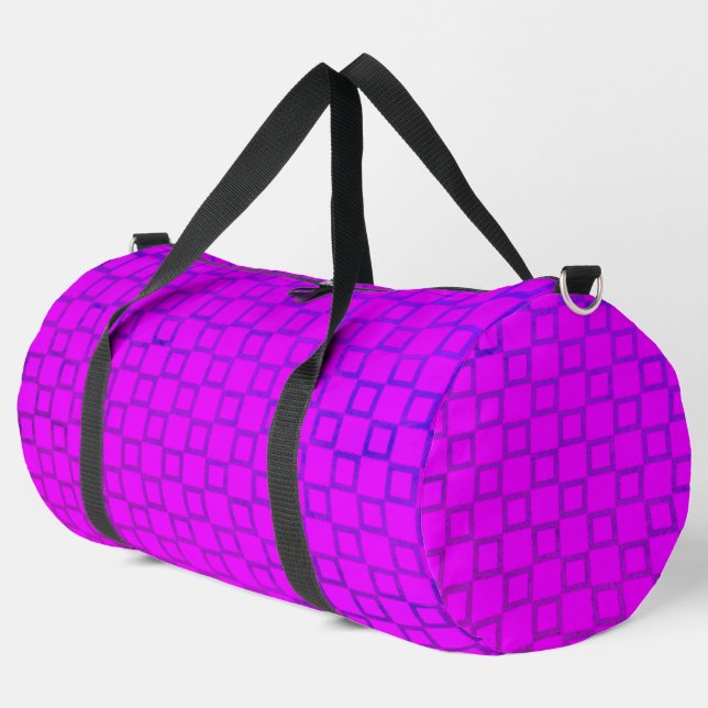Druckausschnitt Nähtasche lila blaues Design Duffle Bag (Linke Ecke)