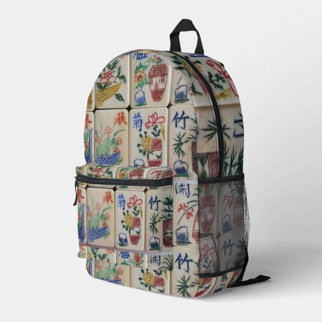 Druckausschnitt Nähtasche Mahjong Bedruckter Rucksack (Rückseitige Ecke Rechts)