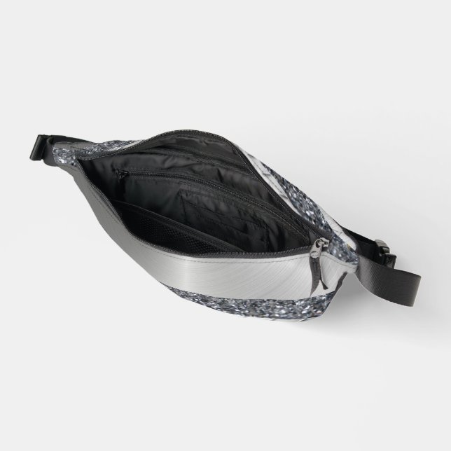 Druckausschnitt Nähtasche Silver Glitzer Bauchtasche (Offen)
