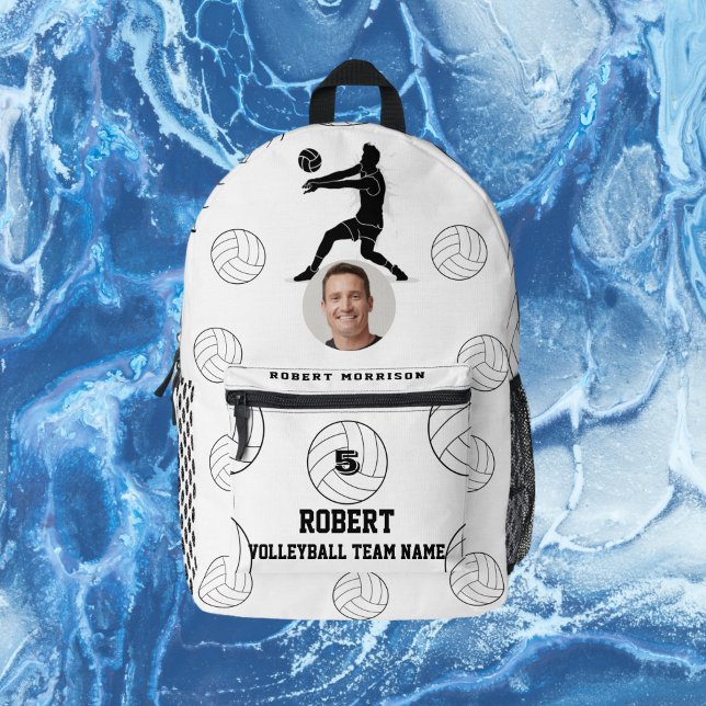Druckausschnitt Nähtasche Volleyball Schwarz-weiß Bedruckter Rucksack (Print Cut Sew Bag Volleyball black white)