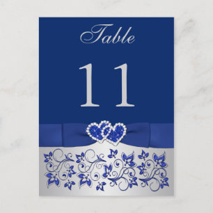 DRUCKband Blau, silberne Tischnummer-Postkarte Postkarte