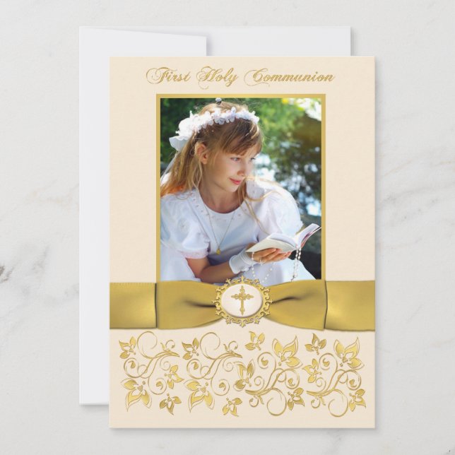 DRUCKband heilige Kommunions-Foto danken Ihnen Dankeskarte (Vorderseite)