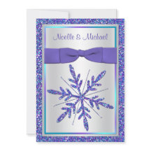 DRUCKband-lila Aqua-silberne Hochzeit laden ein