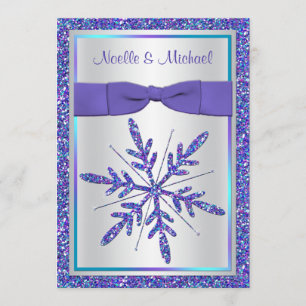 DRUCKband-lila Aqua-silberne Hochzeit laden ein Einladung