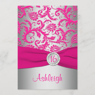 DRUCKband Rosa, silbernes Grau-Bonbon 16 laden ein Einladung