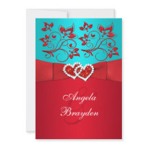 DRUCKband Türkis-rote Blumenhochzeit laden ein