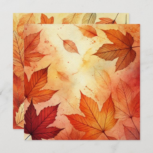 Druckbare Autumnal-Blätter Scrapbook Einladung (Vorne/Hinten)