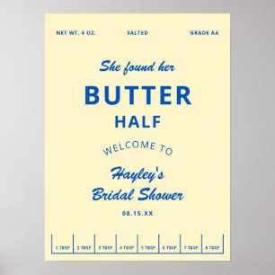 Druckbare Butter-Hälfte Gelbe Hochzeitsdusche Will Poster