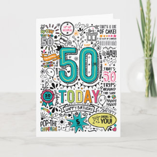 Druckbare Geburtstagskarte zum 50. Geburtstag Einladung