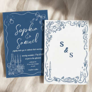 Druckbare handgezeichnete Hochzeitseinladung Einladung